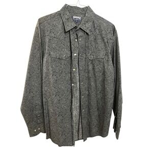 PANHANDLE Mens‎ XL Paisley Western Snap Button Long Sleeve Shirt Gray